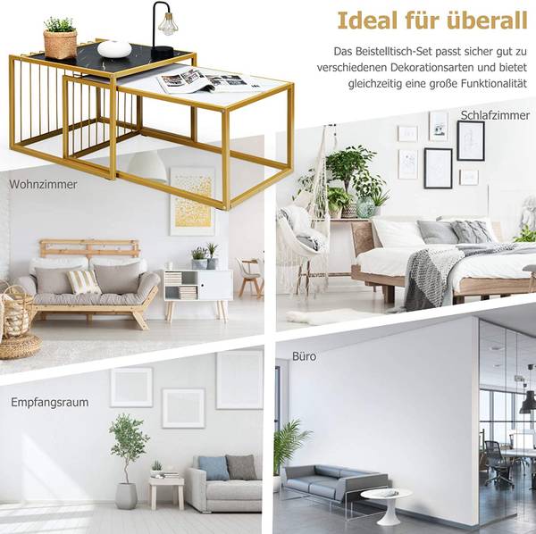 2 x Beistelltisch Set Weiß - Metall - 53 x 39 x 80 cm