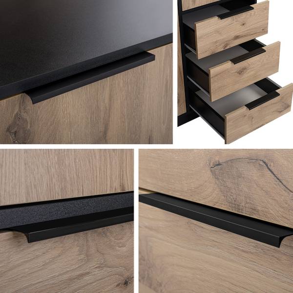 Kleiderschrank Lati 2D Schwarz - Braun - Holzwerkstoff - 100 x 200 x 58 cm