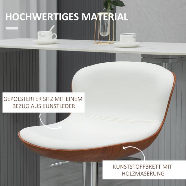 Tabourets de bar 835-224V00CW, lot de 2 Blanc - Cuir synthétique - 46 x 106 x 50 cm