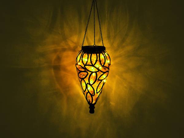 2erSet LED Solarhängeleuchten, Höhe 50cm Schwarz - Metall - Kunststoff - 14 x 50 x 14 cm