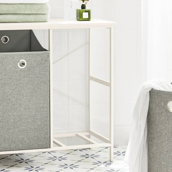 Linnenkast BZR57-W wit - plaatmateriaal op houtbasis - metaal - 77 x 80 x 38 cm