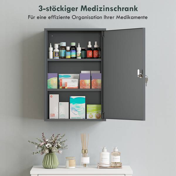 Medicijnkastje 834-295V00GB grijs - metaal - 18 x 60 x 40 cm