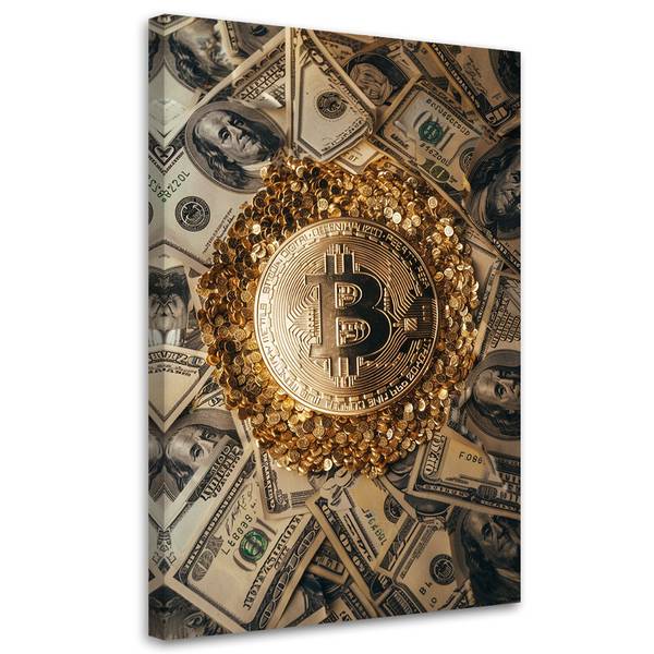 Wandbild krypto bitcoin 80 x 120 cm
