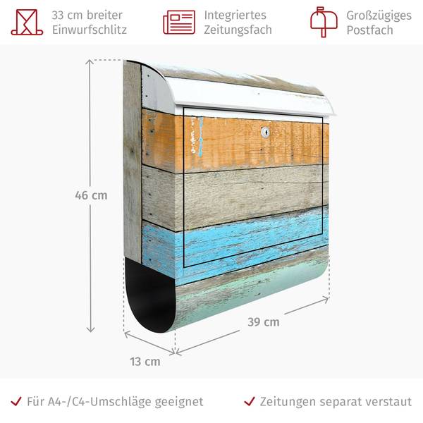 Briefkasten Maritimes Küstenflair Stahl - 39 x 46 x 13 cm