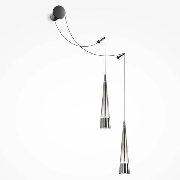 Wandleuchte Modern Jo Schwarz - Silber - Aluminium - 49 x 229 x 39 cm