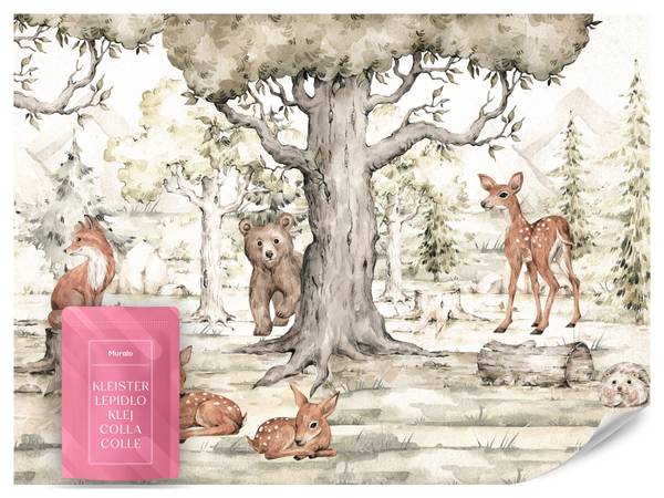 Fototapete für Kinder Tiere im Wald 350 x 256 x 256 cm