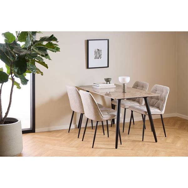 Table à manger Wicklow Marron - En partie en bois massif - 140 x 75 x 80 cm