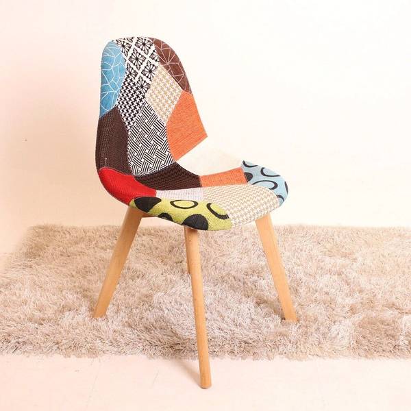 Patchwork Esszimmerstuhl 2er Set Holzverbundwerkstoff - 47 x 83 x 42 cm