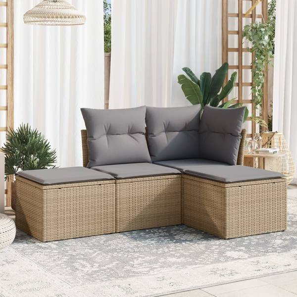 Loungeset 3035155-1 (4-delig) beige - grijs - lichtgrijs