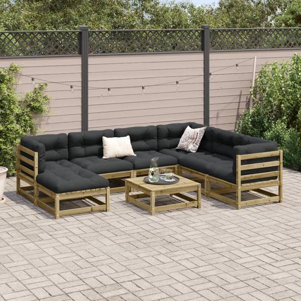 Garten-Lounge-Set 3042340-1 (8-teilig) Braun - Kiefer - 70 x 30 x 70 cm