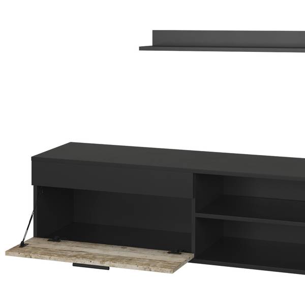 Lowboard & Regal Berno 55457 Schwarz - Sandeiche Dekor