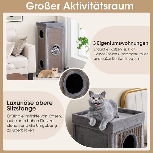 Katzenhaus PV10089GR Grau - Holzwerkstoff - 40 x 99 x 40 cm