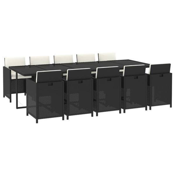 Garten Essgruppe 3001936-4 11-teilig Schwarz - Weiß - Polyester - Klarglas - 107 x 74 x 275 cm