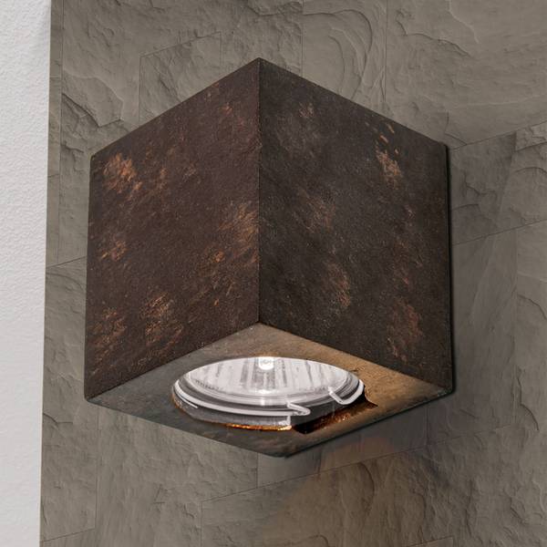 Wandleuchte CUBE Braun - Keramik - 7 x 8 x 7 cm