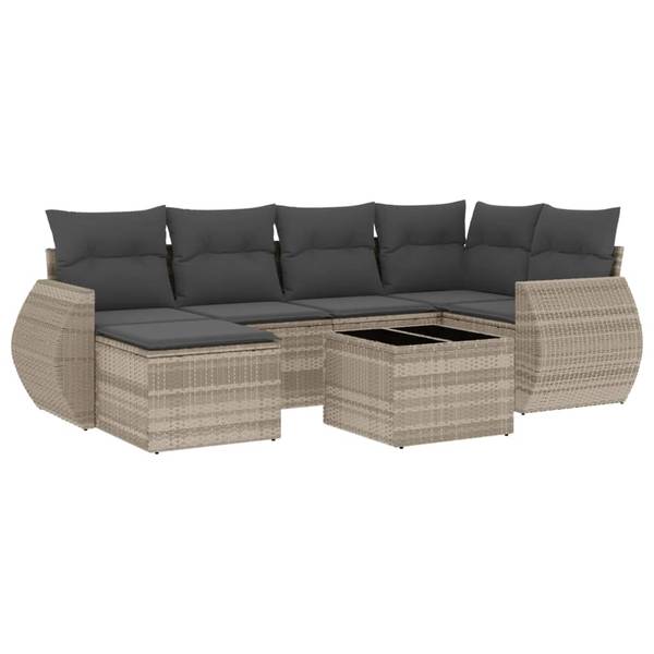 Garten-Lounge-Set 3035524-2 7-teilig Grau - Polyrattan - 71 x 69 x 62 cm