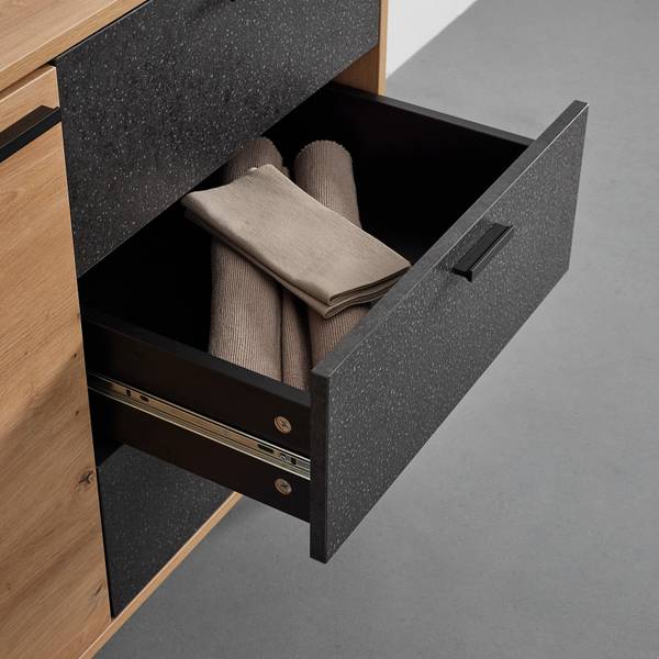 Sideboard FOSCA Schwarz - Braun - Metall - 100 x 76 x 40 cm