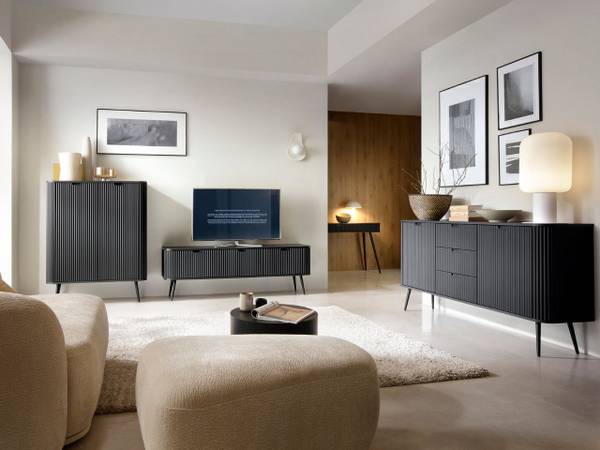 Kommode VIVA Schwarz - Stahl - ABS - 103 x 129 x 39 cm