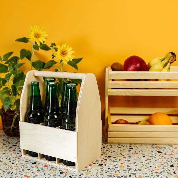 Flaschenträger Fabian Beige - Holzwerkstoff - 16 x 30 x 24 cm