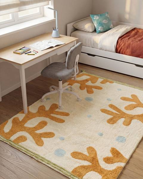 Teppich JAJPUR Beige - Blau - Grün - Orange - Naturfaser - 140 x 200 cm