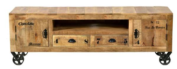 RUSTIC Lowboard Braun - Mango - 200 x 55 x 40 cm