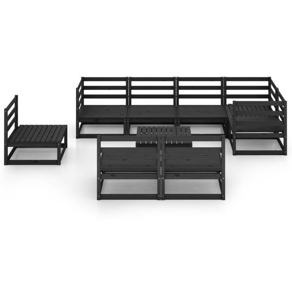Garten-Lounge-Set 3009798-1 (9-teilig) Schwarz - Kiefer - 70 x 30 x 70 cm