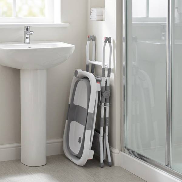Faltbare Babybadewanne mit Gestell Grau - Weiß - Eisen - 68 x 84 x 52 cm