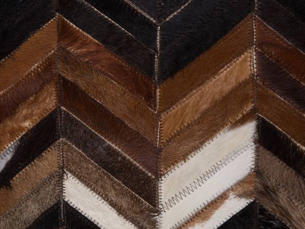 Teppich BALAT Beige - Schwarz - Braun - Echtleder - 160 x 160 x 160 cm