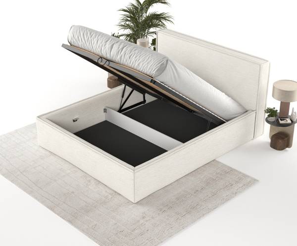 Polsterbett Sato mit Stauraum 200x200 Creme - Liegefläche Breite: 200 cm