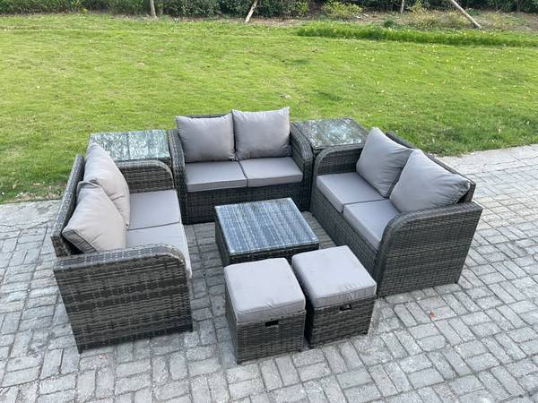 Gartenmöbel im Freien L(8er-Set) Grau - Webstoff - 124 x 79 x 67 cm