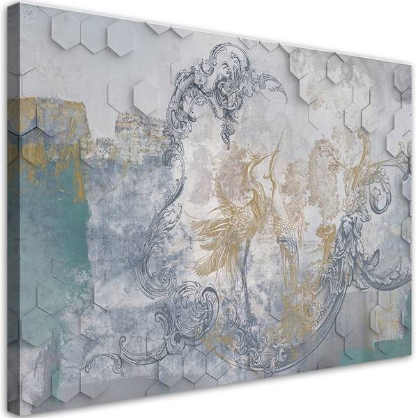 Tableau déco oiseaux sur fond 120 x 80 cm