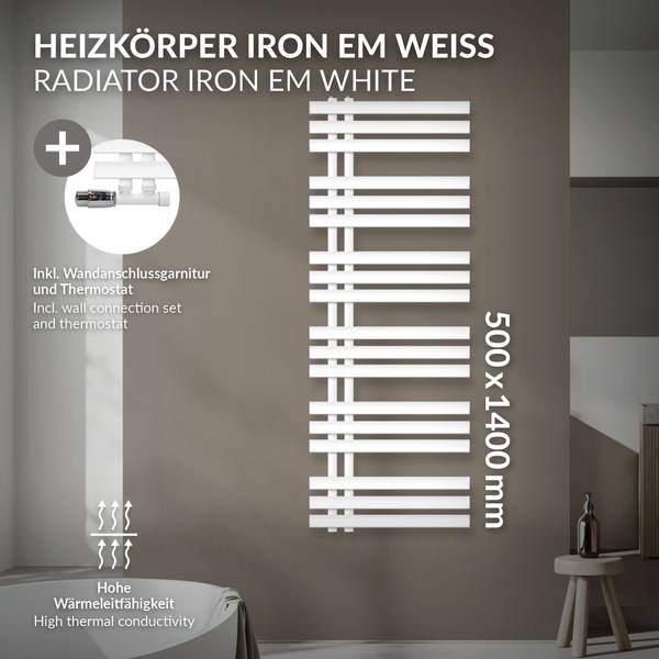 Radiateur Iron EM 299075275 Blanc - Velours - 3 x 140 x 50 cm