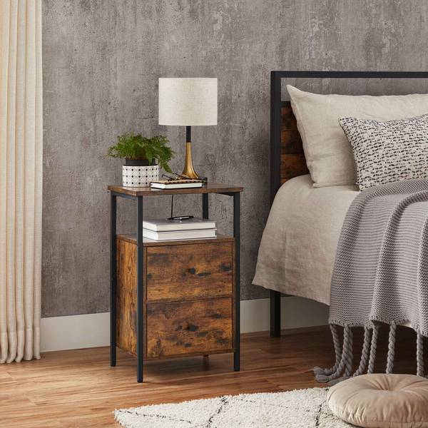 Nachttisch Beistelltisch Barcelona Braun - Holzwerkstoff - 28 x 60 x 38 cm