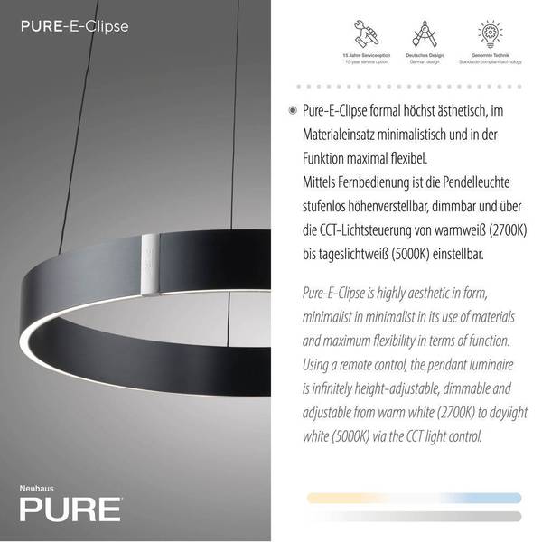LED Pendellampe PURE E-Clipse elektrisch Anthrazit