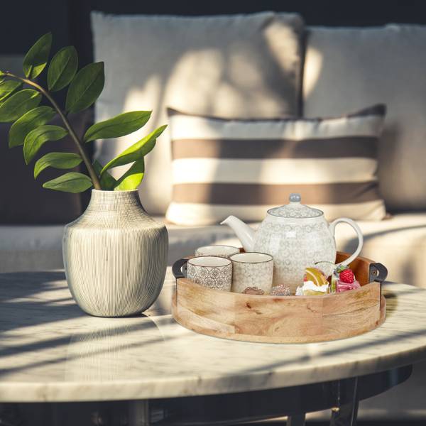 Plateau de service Noir - Marron - Fer - 35 x 8 x 35 cm