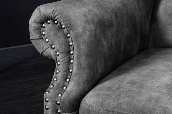 Ohrensessel CHESTERFIELD Grau - Polyester - Samt - 85 x 105 x 75 cm