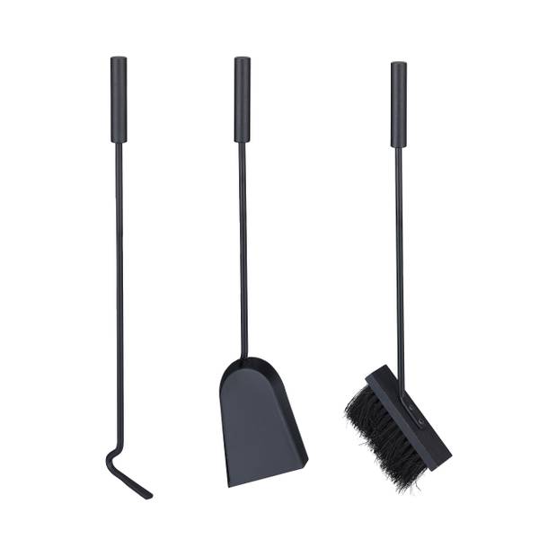 Serviteur de cheminée 4 pièces Noir - Acier - 20 x 57 x 20 cm