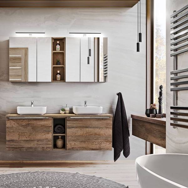 Badmöbel-Set PUEBLA-56-171 11er-Set Braun - Holzwerkstoff - 140 x 200 x 46 cm