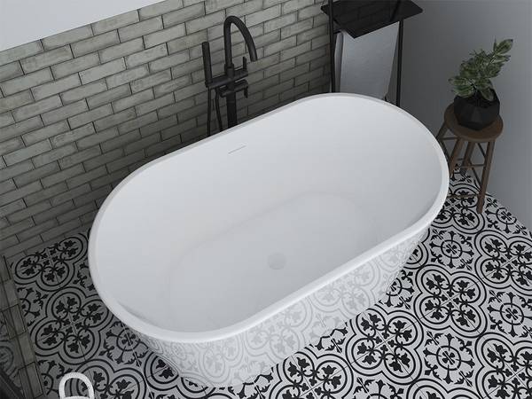Baignoire îlot APOGON Blanc - Fibres naturelles - 71 x 58 x 130 cm