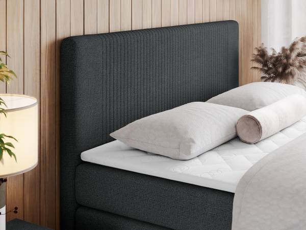 Boxspringbett KING DOREN Graphit - Breite: 160 cm - H4