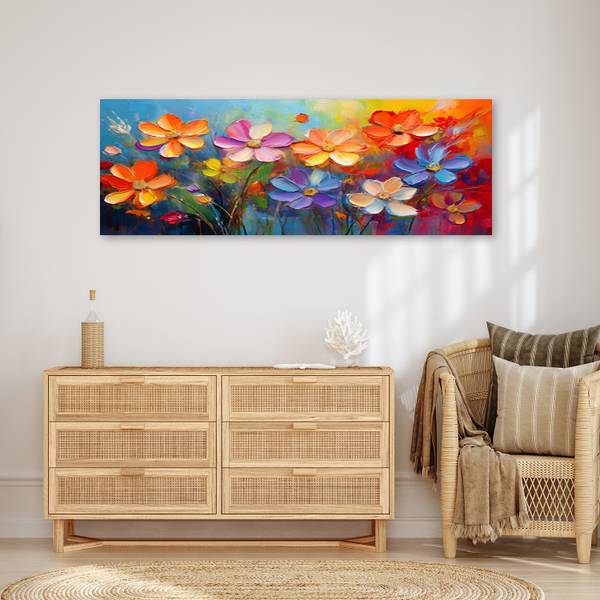 Wandbild blumen komposition 90 x 30 cm