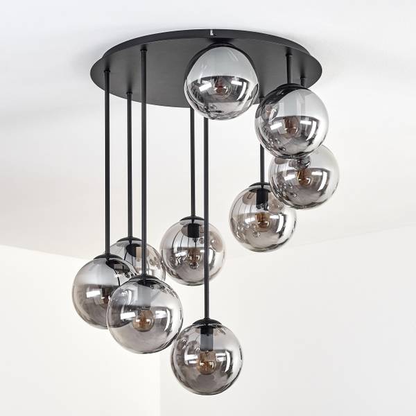 Deckenleuchte Fossobiubo Grau - Aluminium - Klarglas - 57 x 70 x 57 cm