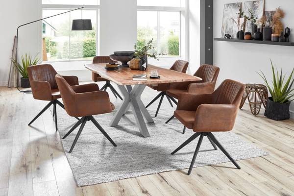 Esstisch QUINCY Beige - Breite: 200 cm - Silber