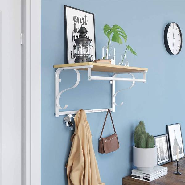Wandgarderobe mit  Haken Bujumbura Weiß