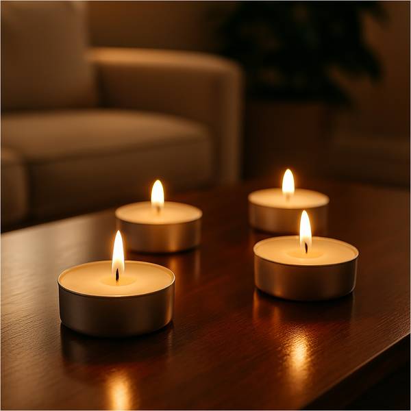 Teelichter Moss Amber Beige - Metall - 4 x 2 x 4 cm