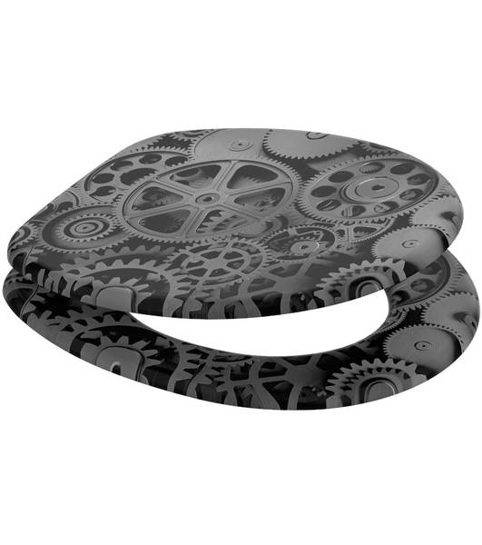 WC-Sitz mit Absenkautomatik Gears Grau - Holzwerkstoff - 38 x 6 x 47 cm