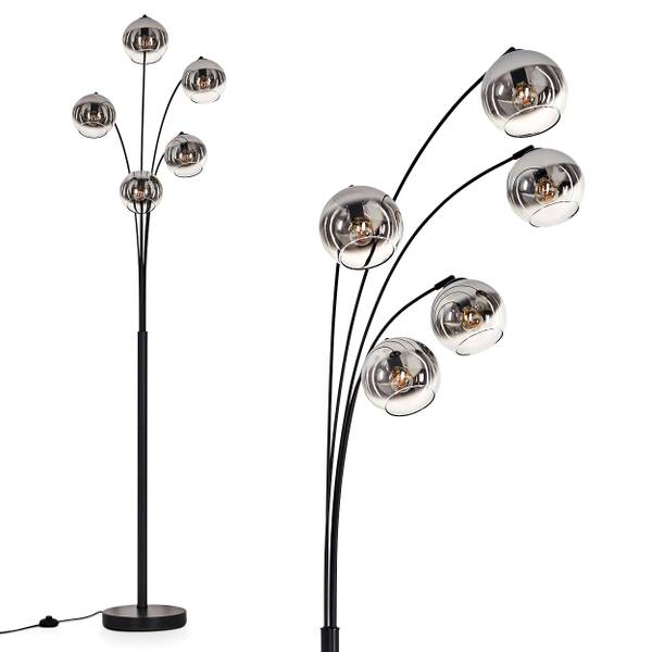 Stehlampe Cesaro Silber - Aluminium - Klarglas - 35 x 210 x 82 cm