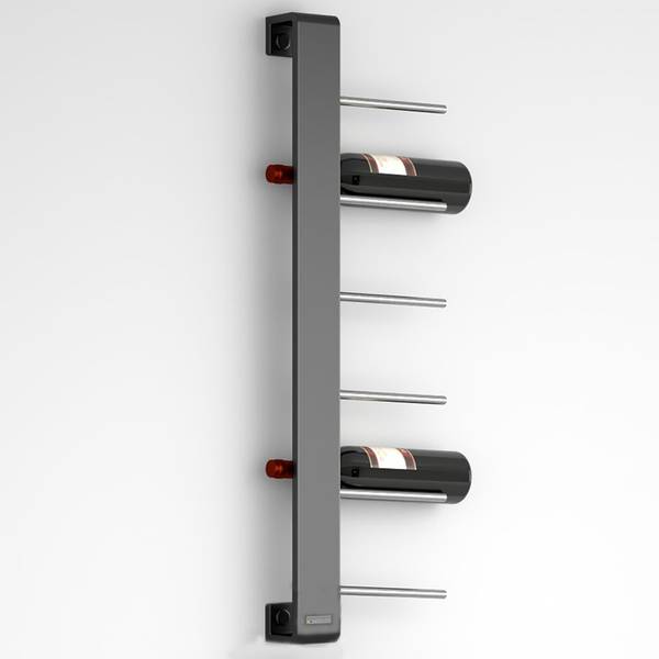 Weinregal Wand 6 Flaschen col art583 Schwarz - Edelstahl - Stahl - 25 x 84 x 7 cm