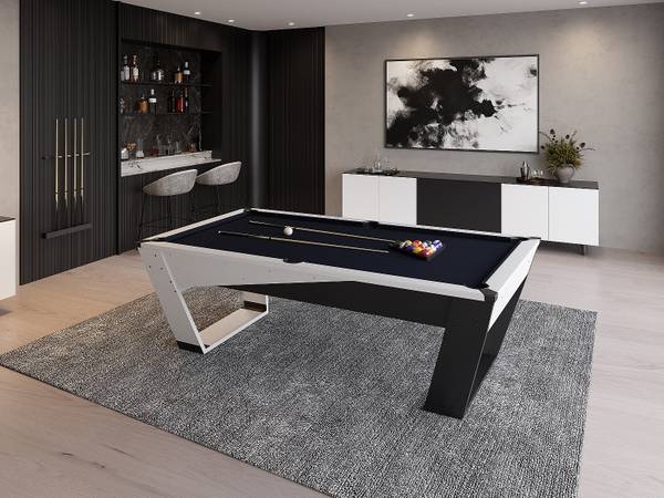 Billardtisch HARRISON Schwarz - Weiß - Holz teilmassiv - 214 x 82 x 123 cm