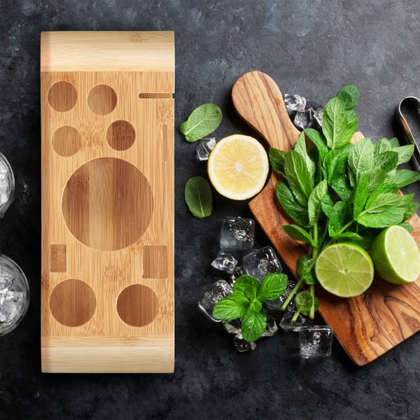 Cocktail Set 11-teilig Edelstahl Schwarz - Braun - Silber - Bambus - Metall - 28 x 26 x 11 cm