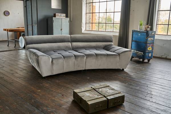 Big Sofa NERLA Grau - Webstoff - Samt - 260 x 78 x 165 cm